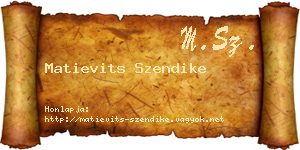 Matievits Szendike névjegykártya